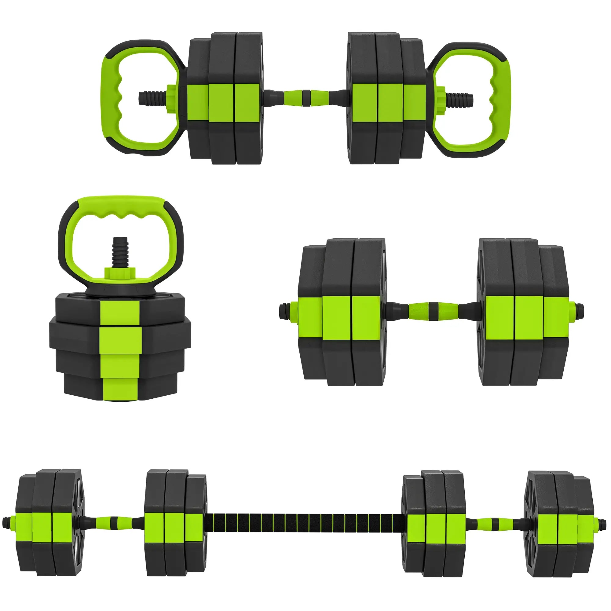 4-in-1 Adjustable Dumbbell Set, 66lbs, Green Dumbbells & Barbells Green at Gallery Canada