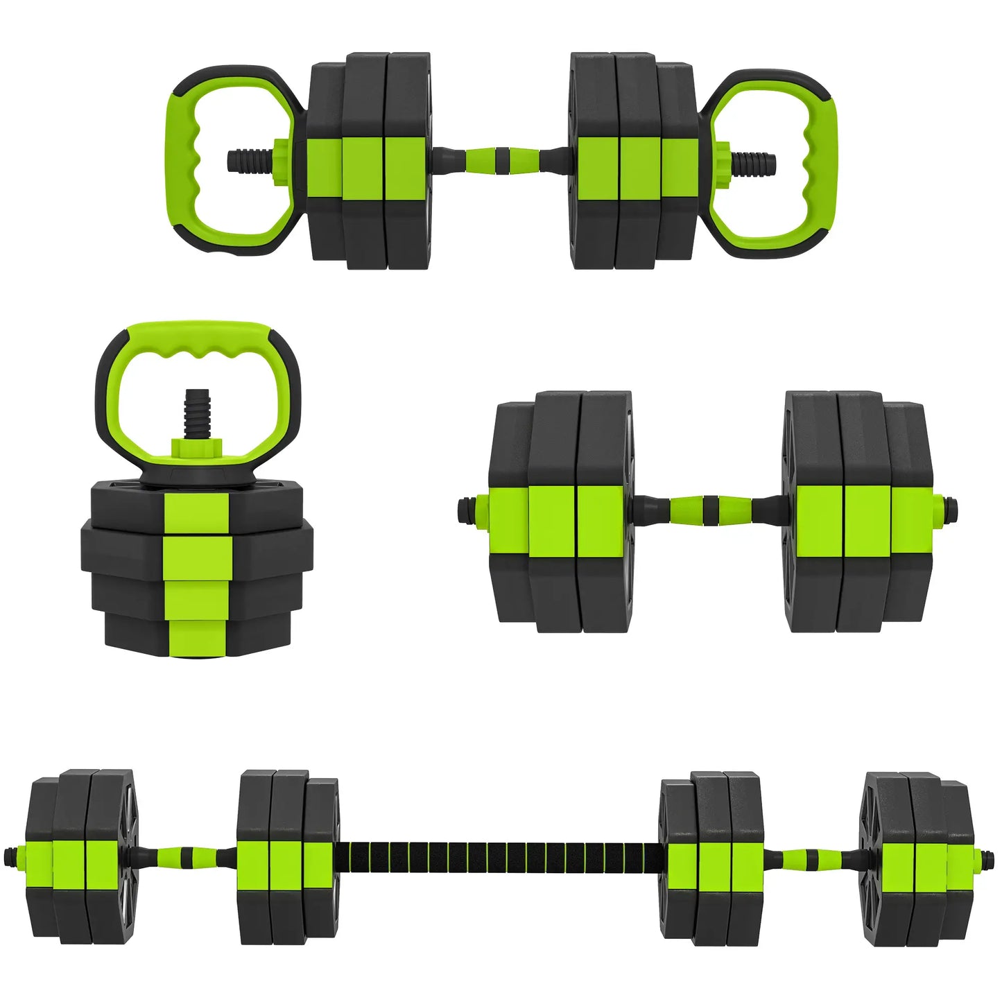 4-in-1 Adjustable Dumbbell Set, 66lbs, Green Dumbbells & Barbells Green at Gallery Canada