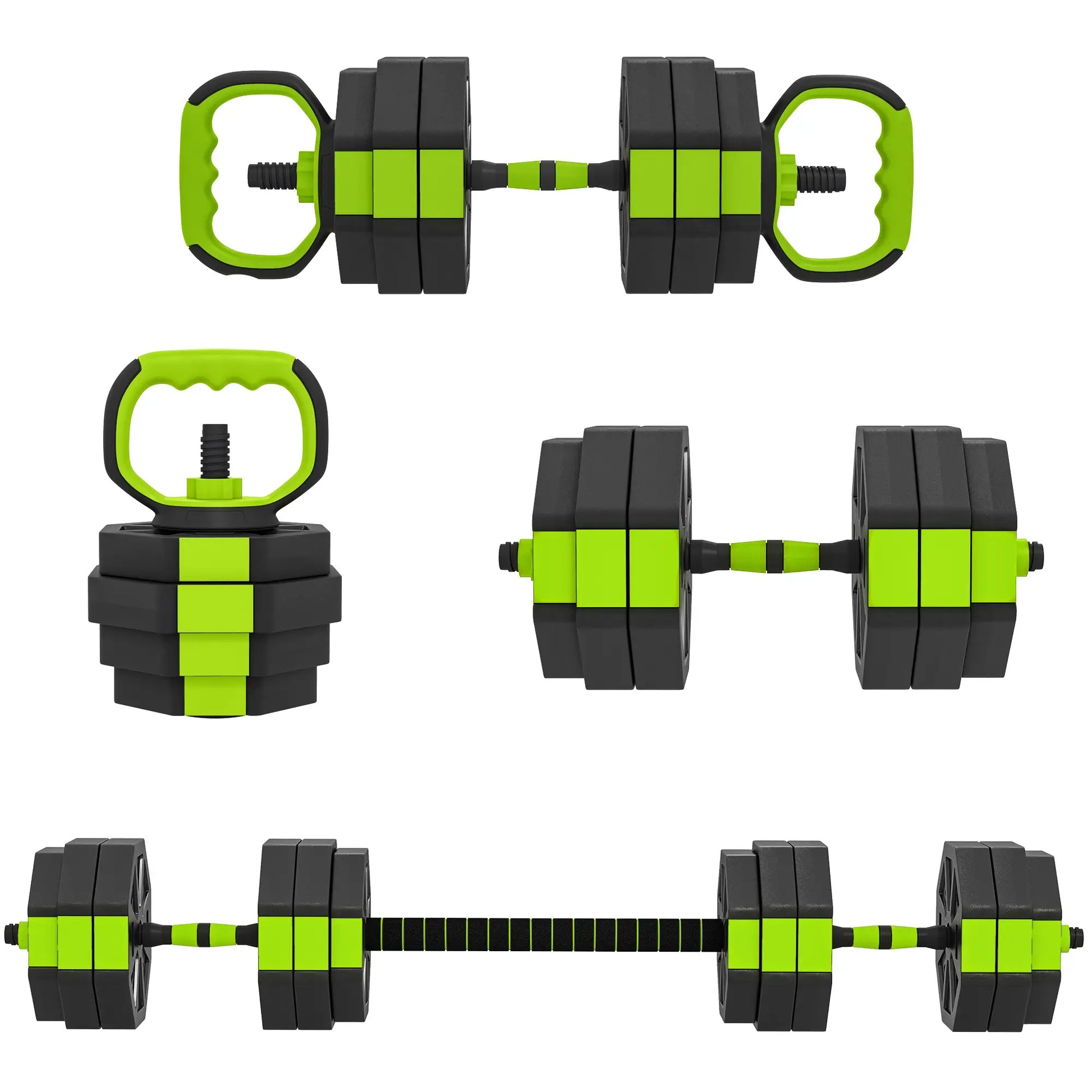 4-in-1 Adjustable Dumbbell Set, 66lbs, Green Dumbbells & Barbells Green at Gallery Canada