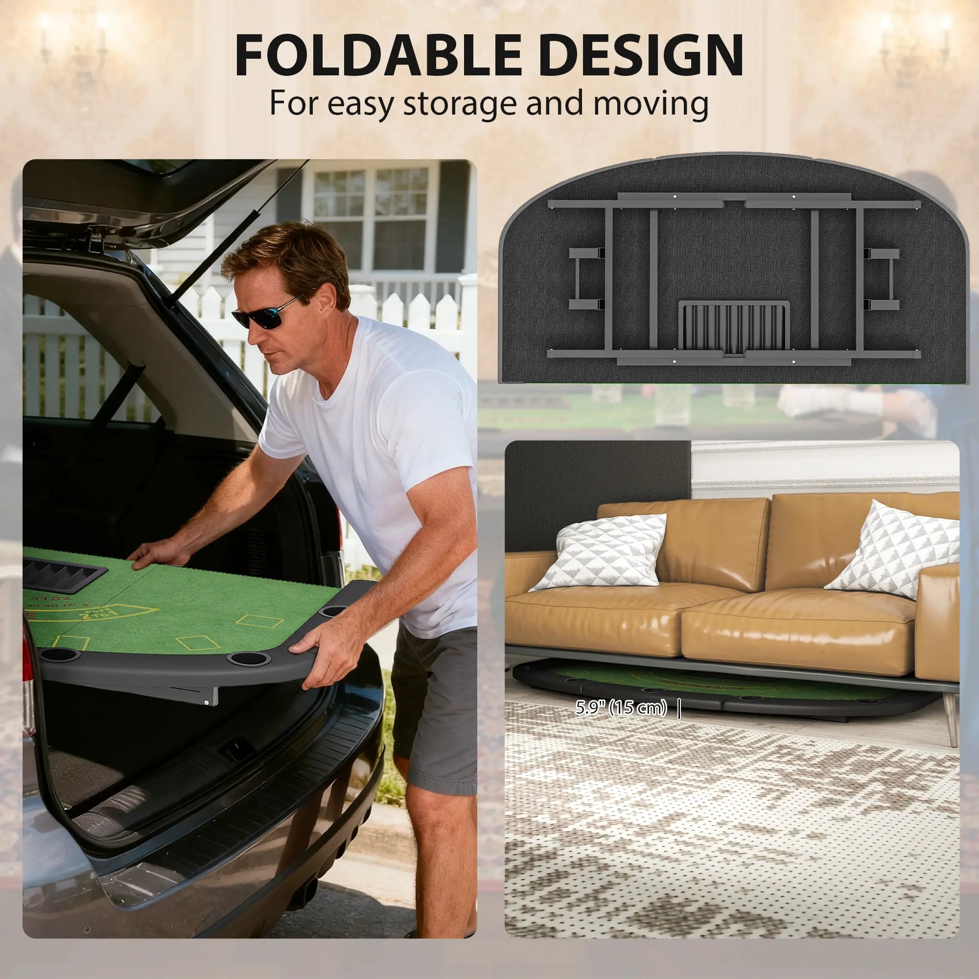 Poker Table Foldable, 72