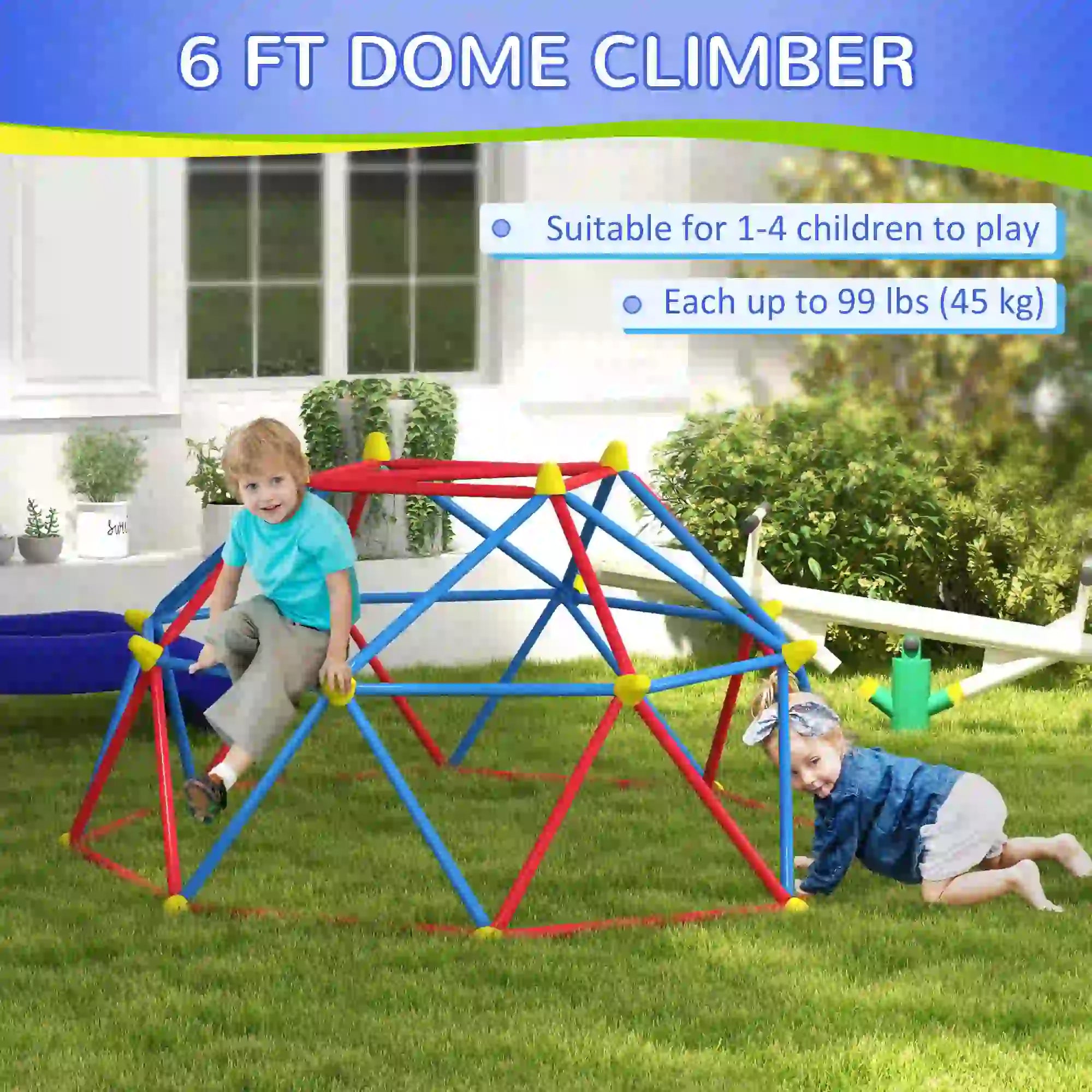 6 FT Climbing Dome Jungle Gym, UV-Resistant Steel, 396 lbs, Ages 3-8, Rust Gym Sets & Swings at Gallery Canada
