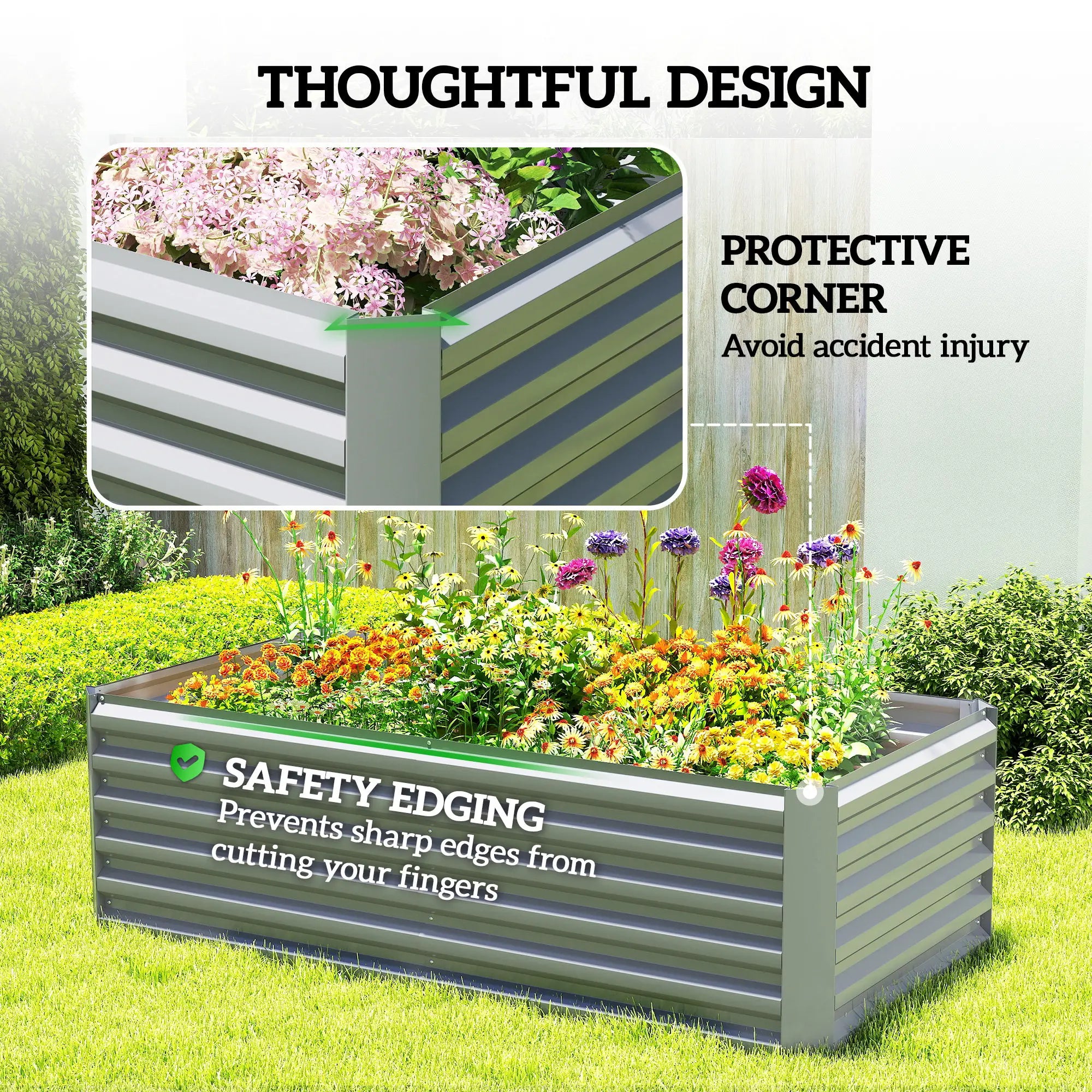 6' x 3' x 2' Raised Garden Bed, Galvanized Planter Box, Light Grey Galvanized Planter Boxes at Gallery Canada