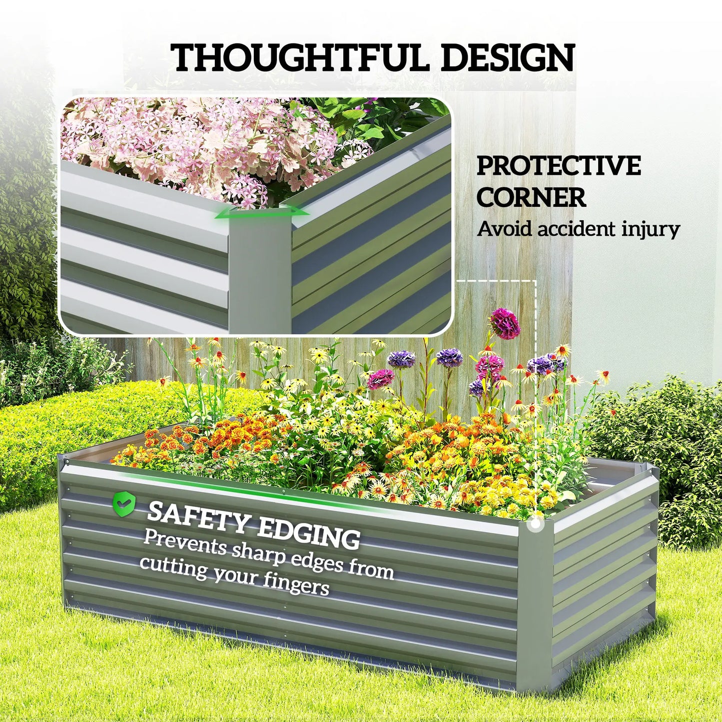 6' x 3' x 2' Raised Garden Bed, Galvanized Planter Box, Light Grey Galvanized Planter Boxes at Gallery Canada