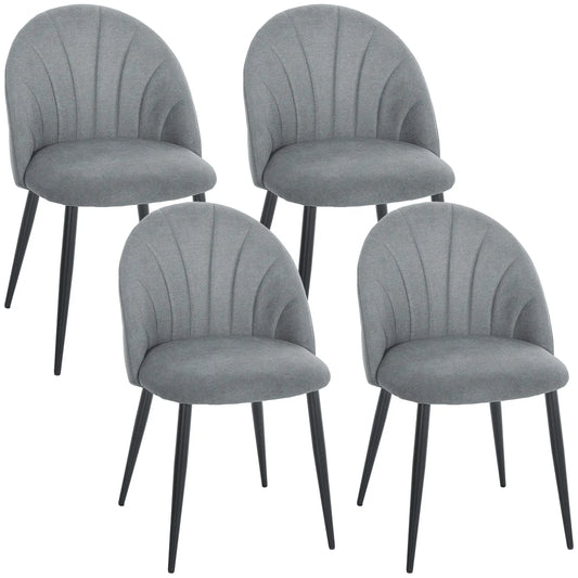 Modern Dining Chairs Set of 4, Upholstered, Metal Legs, Shell Backrest, Grey Dining Chairs Grey, Black at Gallery Canada