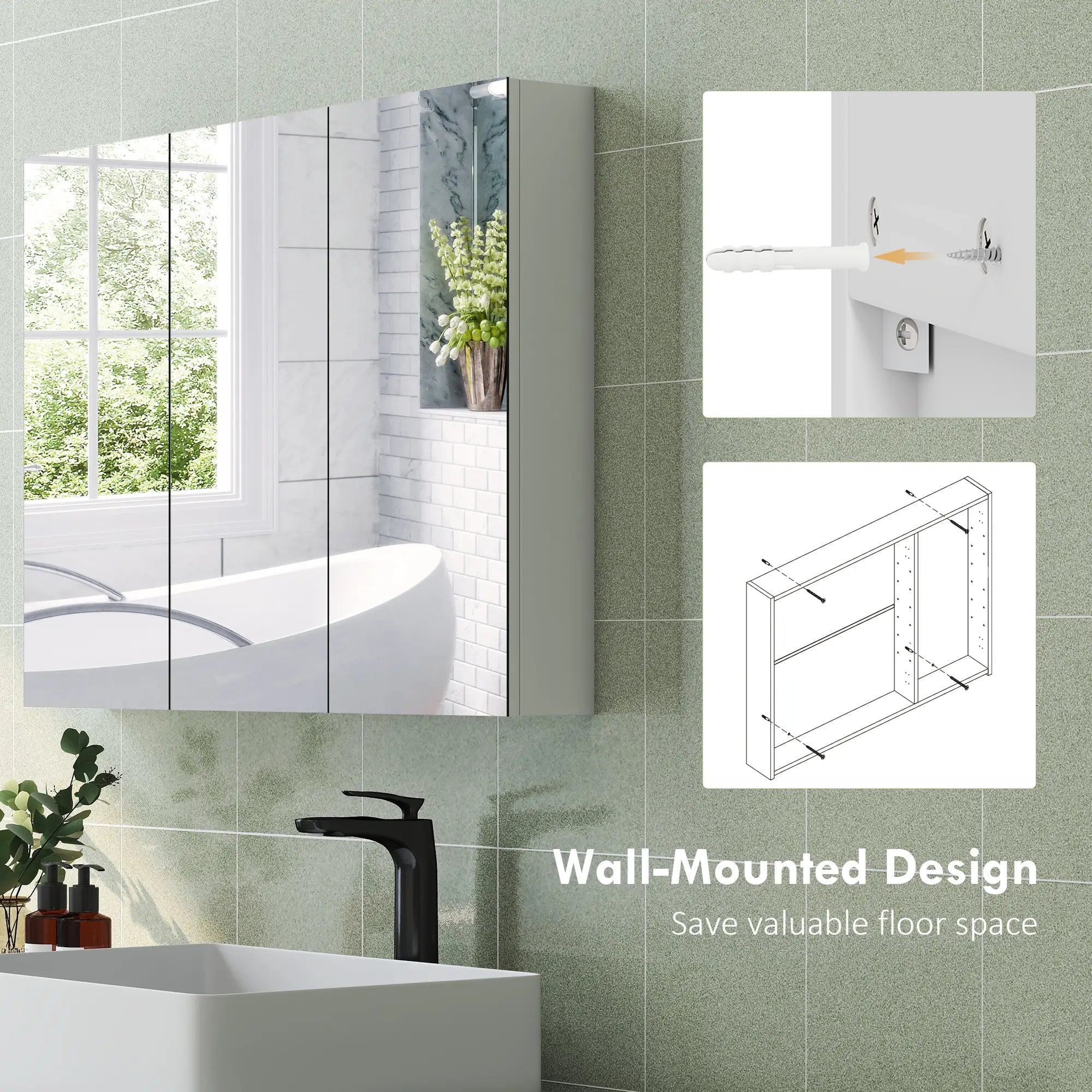 Three Mirror Bathroom Medicine Cabinet, White Mirror Medicine Cabinets at Gallery Canada