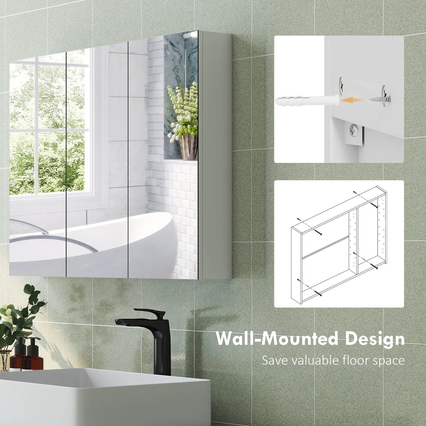 Three Mirror Bathroom Medicine Cabinet, White Mirror Medicine Cabinets at Gallery Canada