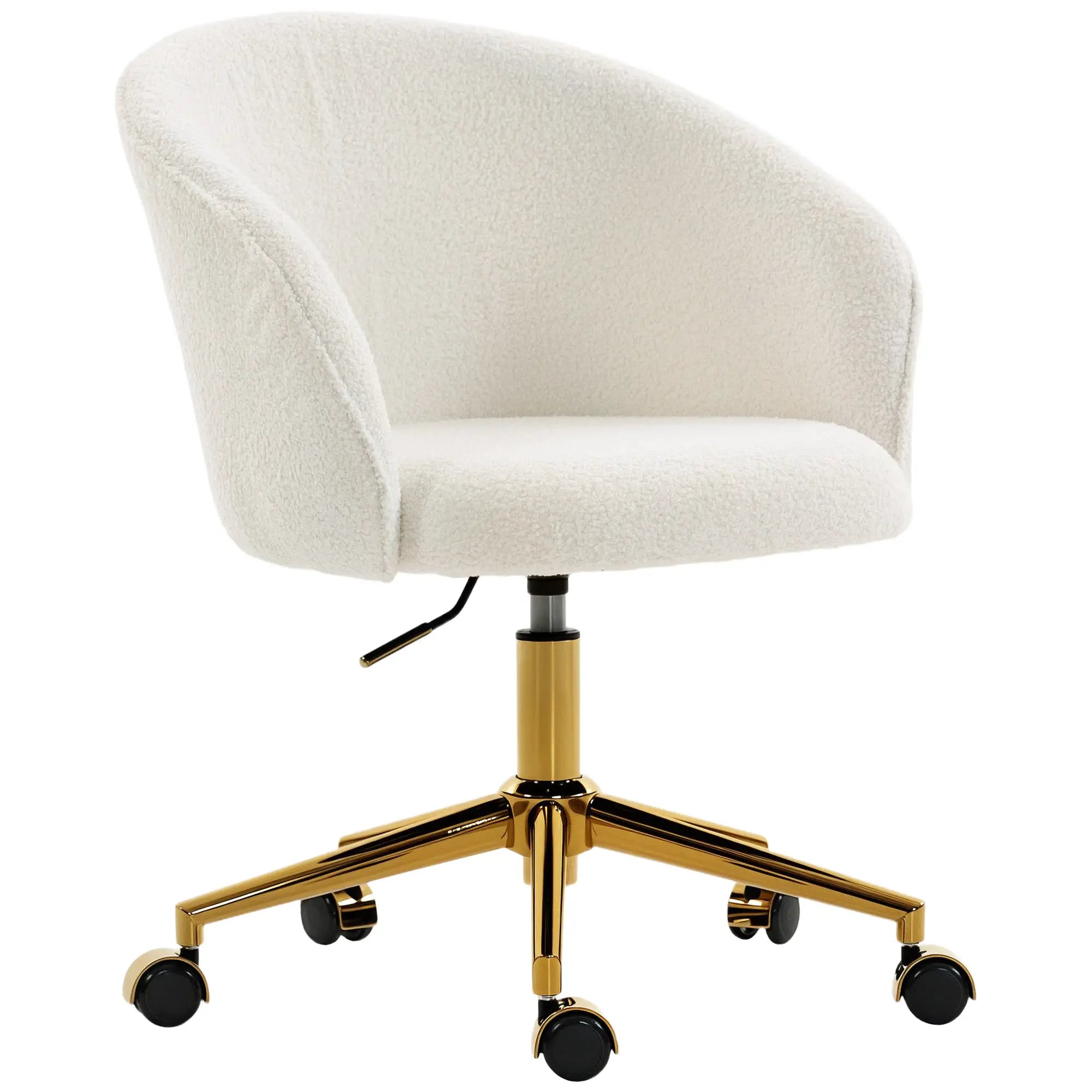 Office Chair, Teddy Fleece Upholstered Vanity Desk Chair, Cream White Task Chairs at Gallery Canada