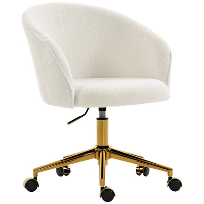 Office Chair, Teddy Fleece Upholstered Vanity Desk Chair, Cream White Task Chairs at Gallery Canada