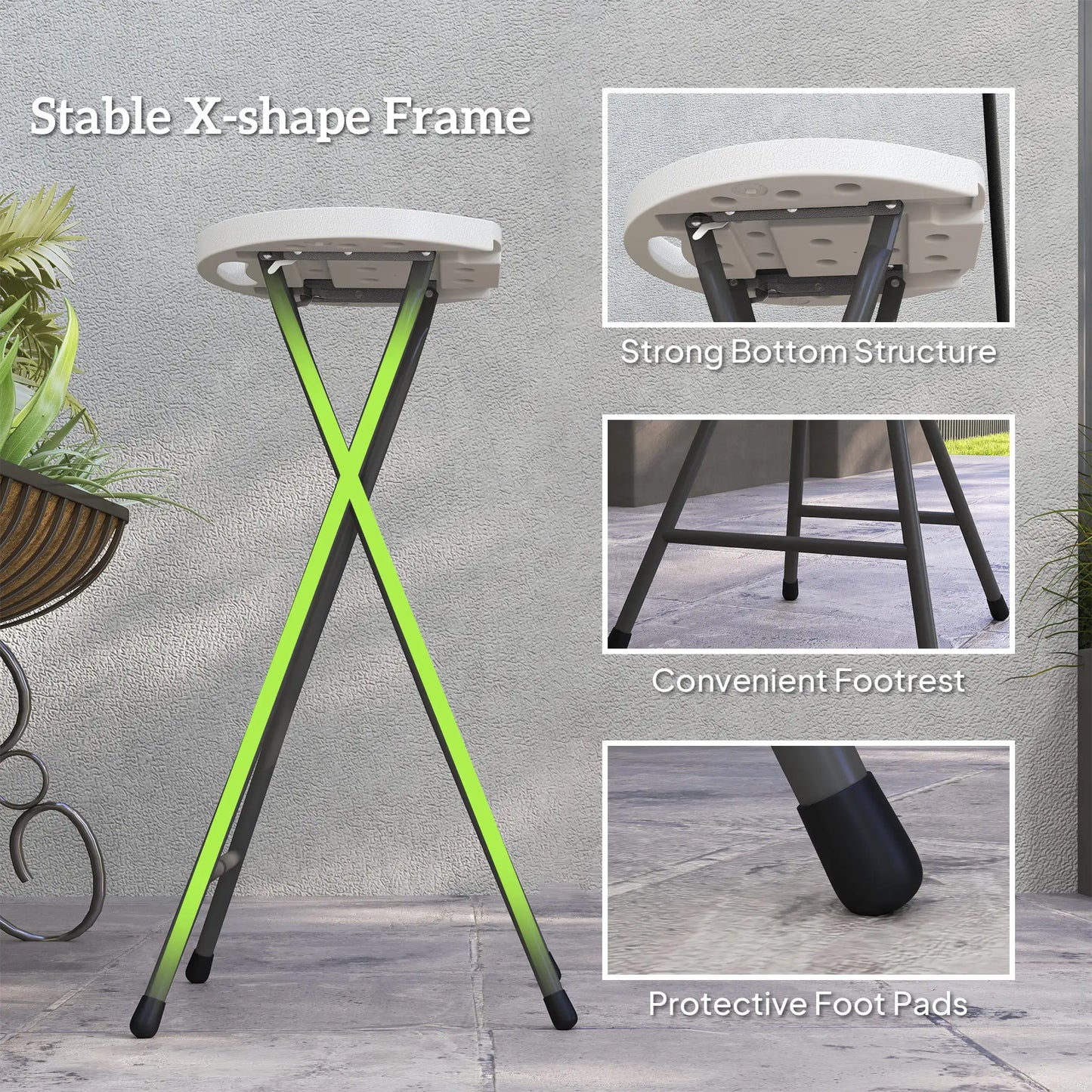 Set of 4 Folding Bar Stools, 29" Counter Height, Footrest Bistro Sets at Gallery Canada