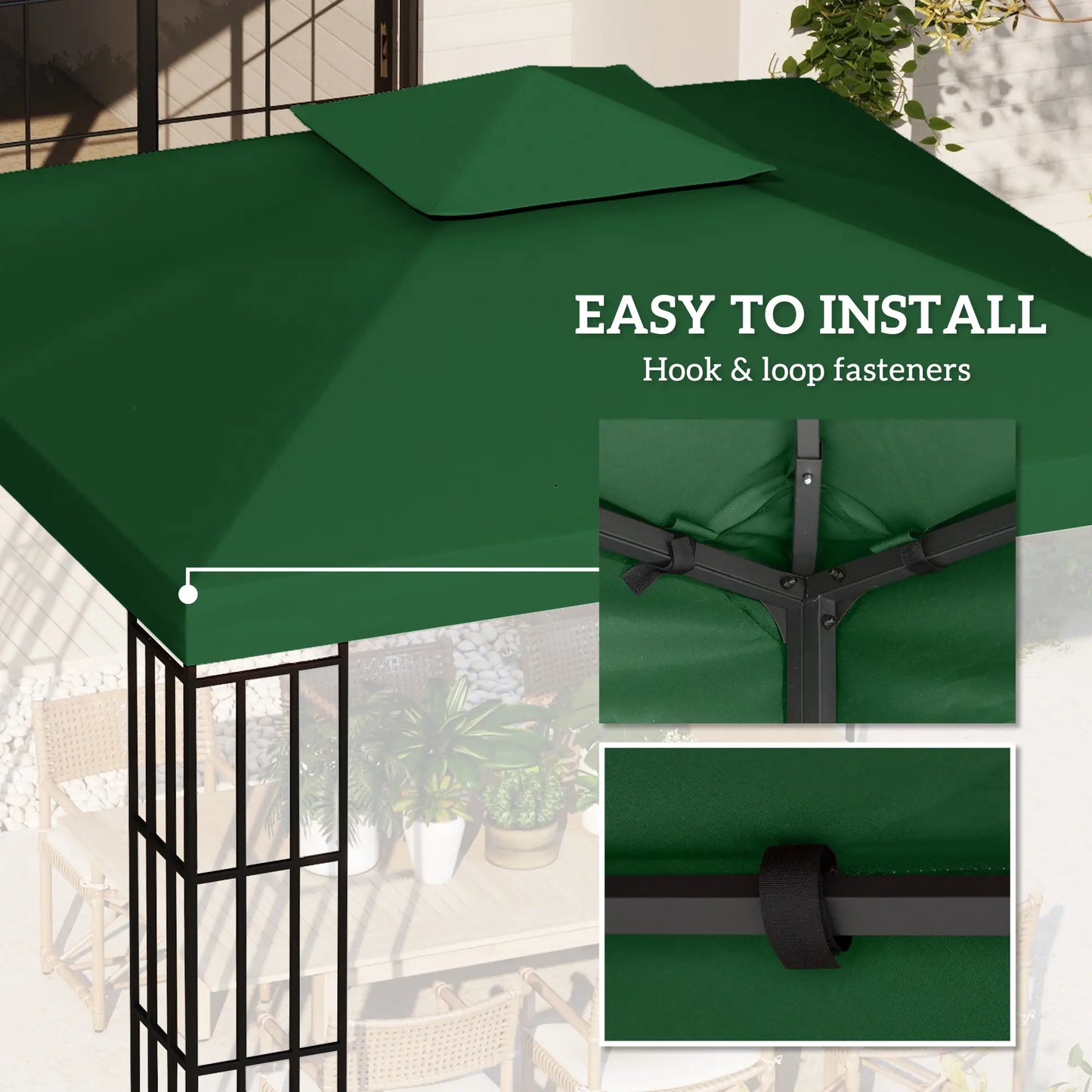 10' x 10' Gazebo Canopy Replacement, 2-Tier Top Cover, Green Gazebo Canopy Replacement at Gallery Canada
