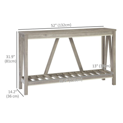 Farmhouse Entryway Table, Rustic Console with Shelf, Distressed, Grey Console Tables at Gallery Canada