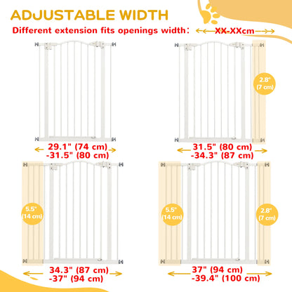 Extra Tall Dog Gate with Door, Pressure Fit, Auto Close, 29-39 Inches, White Houses, Kennels & Pens at Gallery Canada