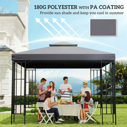 10' x 10' Square 2-Tier Gazebo Canopy Cover, Dark Grey Gazebo Canopy Replacement at Gallery Canada