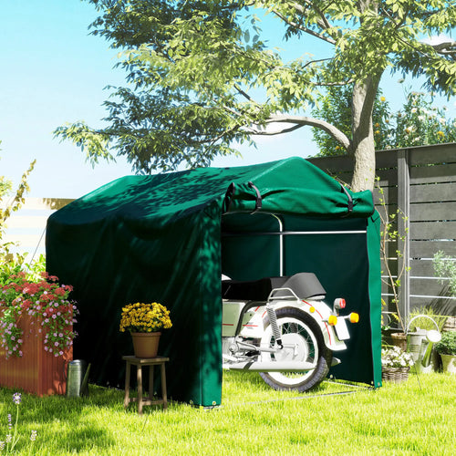 Outdoor Storage Shed, UV Resistant Bike Tent, Roll-up Door, Dark Green