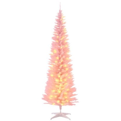 6' Pre Lit Artificial Pencil Christmas Tree, Warm White LED Lights, Pink Pencil Christmas Trees Pink Tree, Warm White LEDs at Gallery Canada