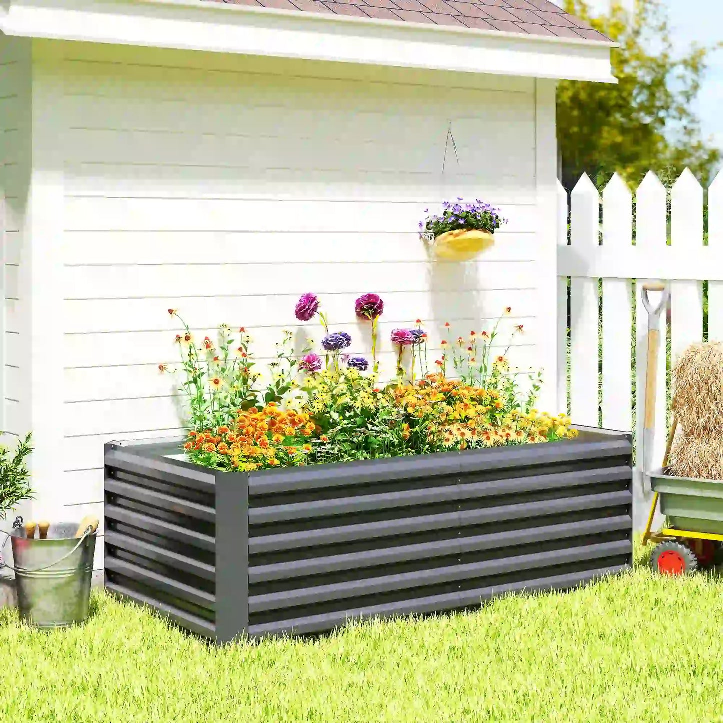 6' x 3' x 2' Raised Garden Bed, Galvanized Planter Box, Dark Grey Galvanized Planter Boxes at Gallery Canada