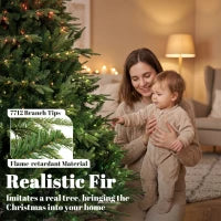 Sapin de Noël de 9 pieds, Frasier Grande Fir, conception à charnières, LEDs, télécommande, minuterie