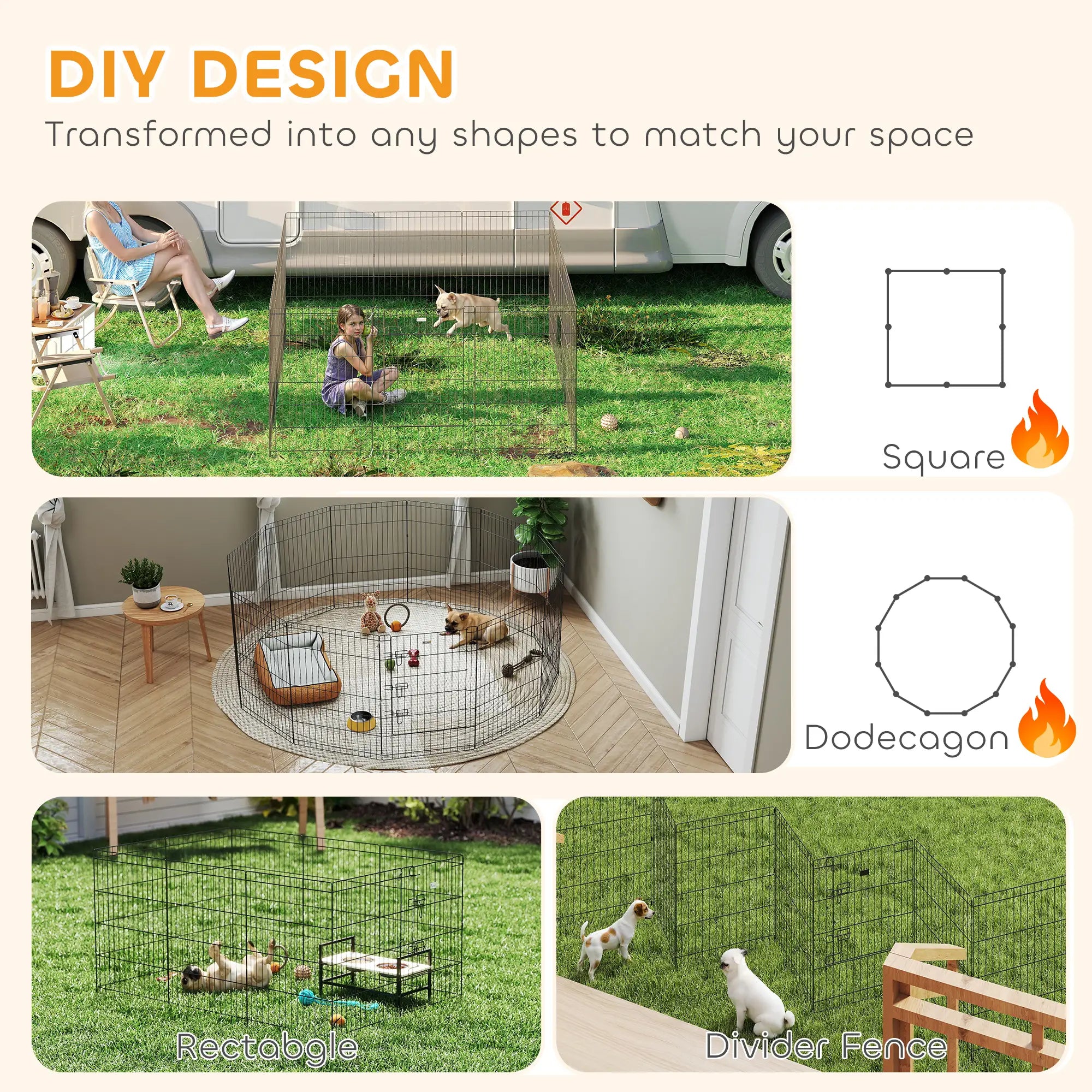 36 Inch Foldable Metal Pet Playpen, Dog Kennel Cage, 12 Panels Dog PlayPens at Gallery Canada