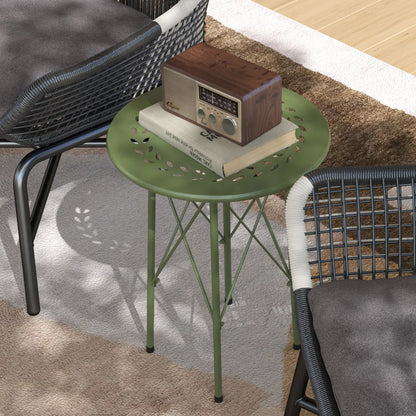 15.7" Round Garden Table, Steel Bistro Table With Adjustable Feet, Green Patio Side Tables at Gallery Canada