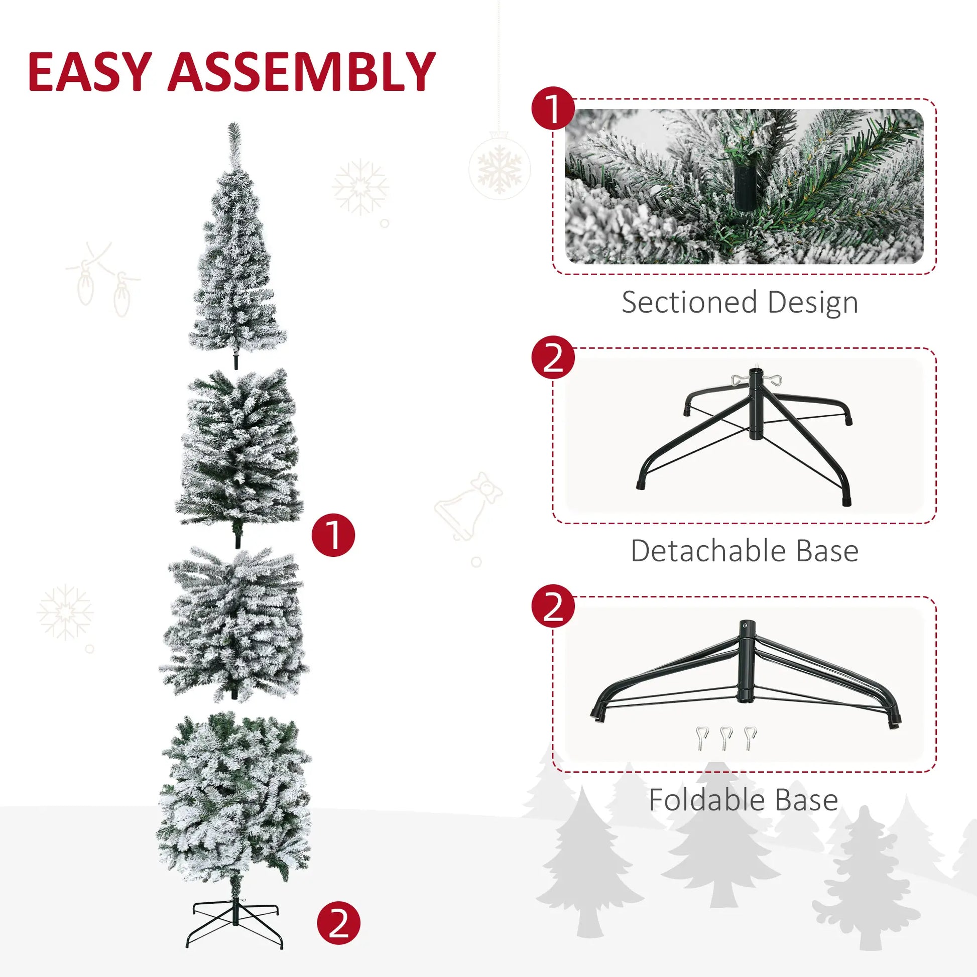 9ft Flocked Pencil Christmas Tree, Realistic Branch Tips, Green Pencil Christmas Trees at Gallery Canada