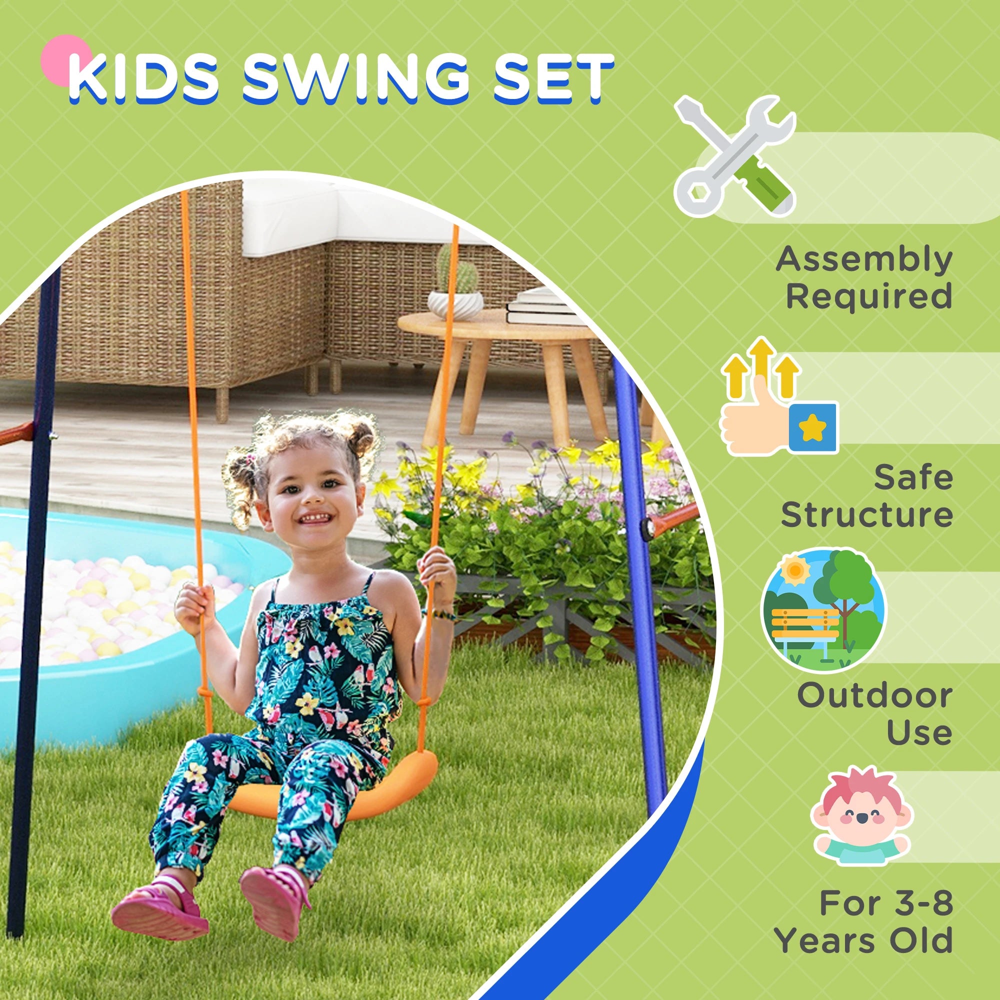Kids Outdoor Swing, Basketball Hoop, Football Goal, 3-8 Years Gym Sets & Swings at Gallery Canada