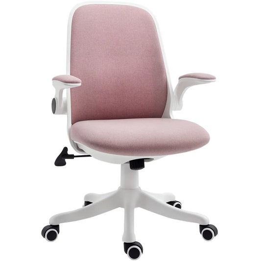360° Swivel Office Chair, Breathable Fabric, Flip-Up Arms, Adjustable Height, Pink Task Chairs Pink, White at Gallery Canada