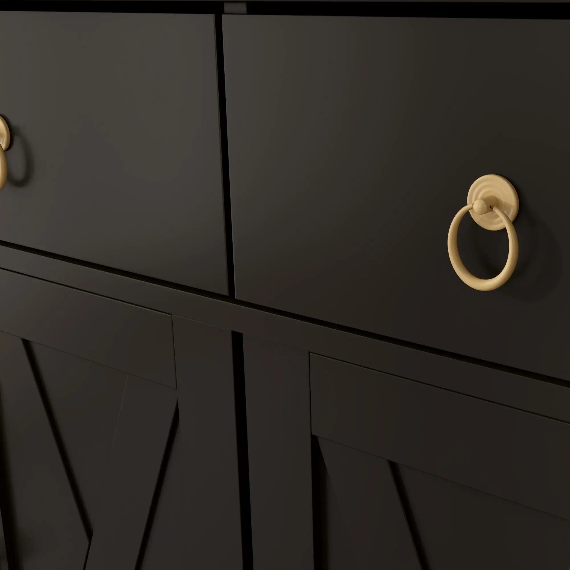 Sideboard Cabinet, 2 Drawers, 4 Barn Doors, 2 Adjustable Shelves, Black Bar Cabinets at Gallery Canada