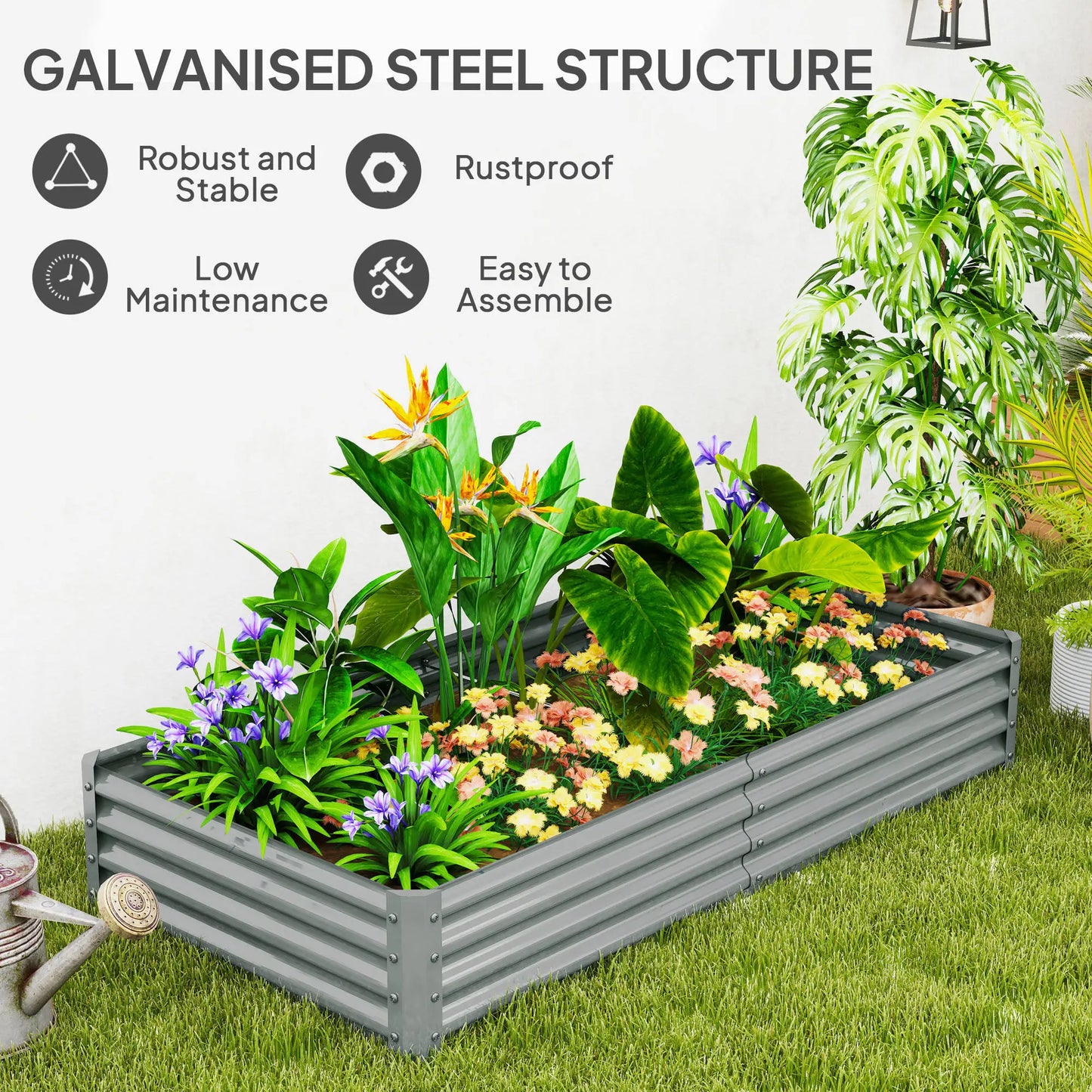 6 x 3 x 1ft Galvanized Raised Garden Bed, Outdoor Planter Box, Silver Raised Garden Beds at Gallery Canada