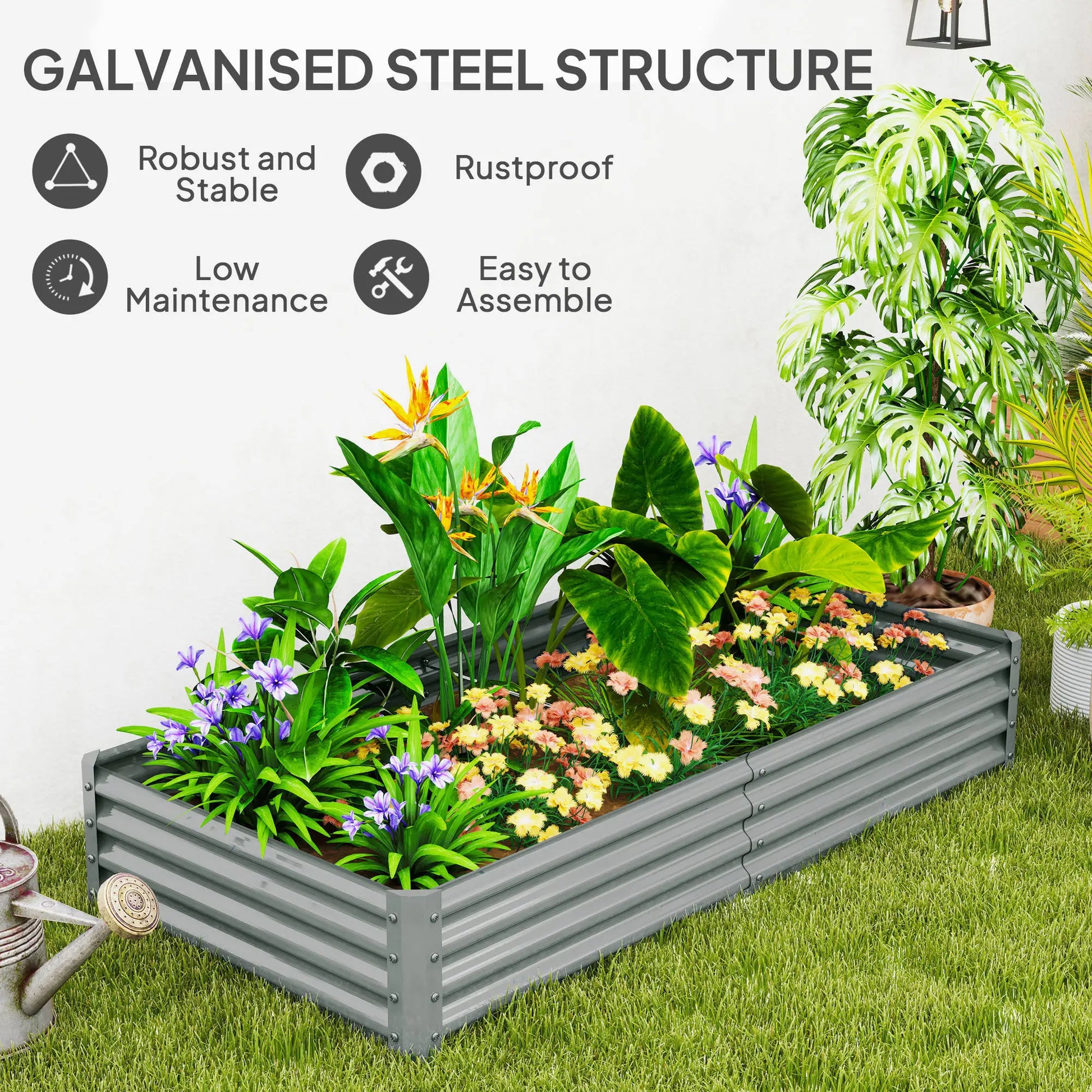 6 x 3 x 1ft Galvanized Raised Garden Bed, Outdoor Planter Box, Silver Raised Garden Beds at Gallery Canada