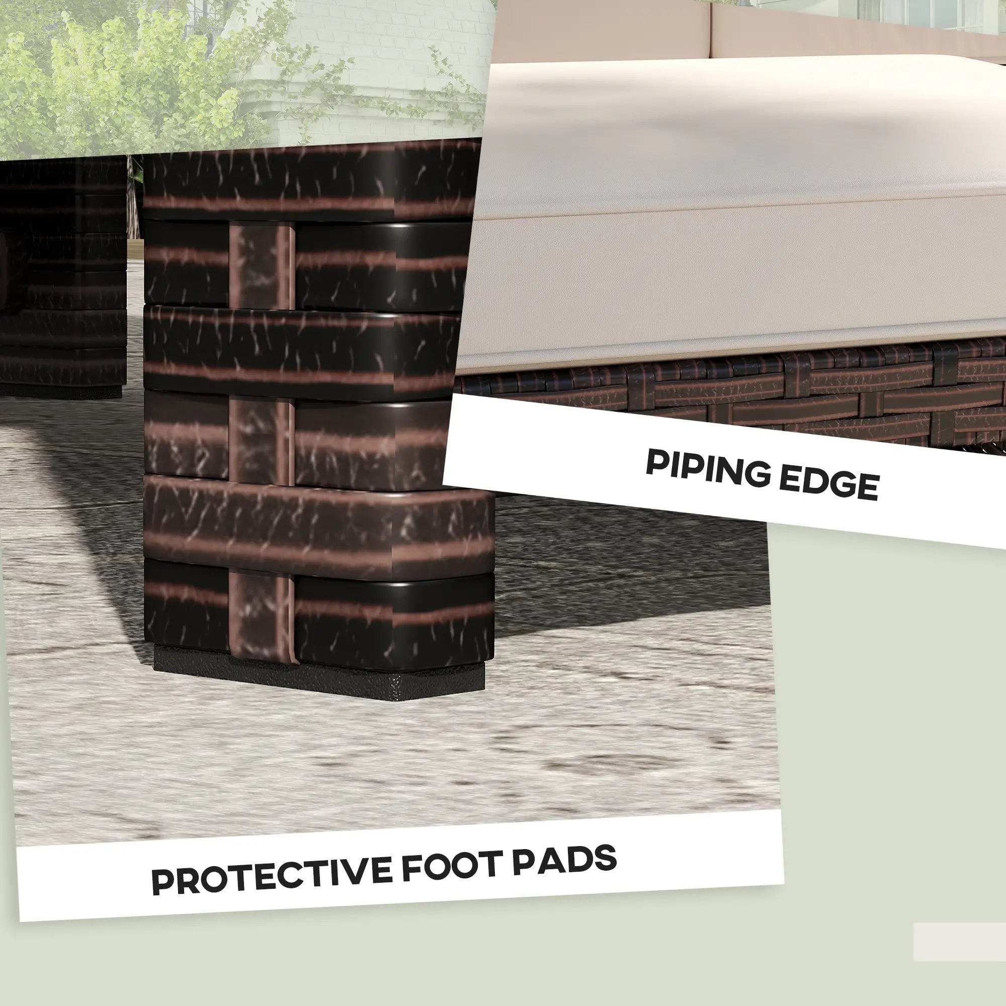 2 Wicker Outdoor Ottomans, Removable Cushions, Rattan Seating, Khaki Patio Furniture Sets at Gallery Canada