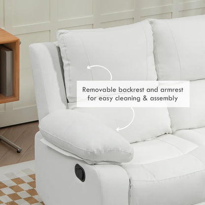 PU Leather Manual Recliner Sofa, Double Reclining Loveseat, White 2-Seater Sofas at Gallery Canada