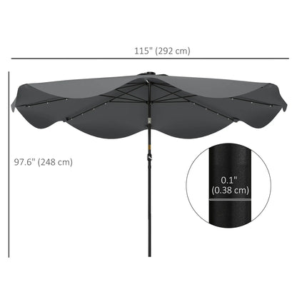 Solar Patio Umbrella with LED, Tilt, Crank, 10 x 10 ft, Dark Grey Sun Umbrellas at Gallery Canada