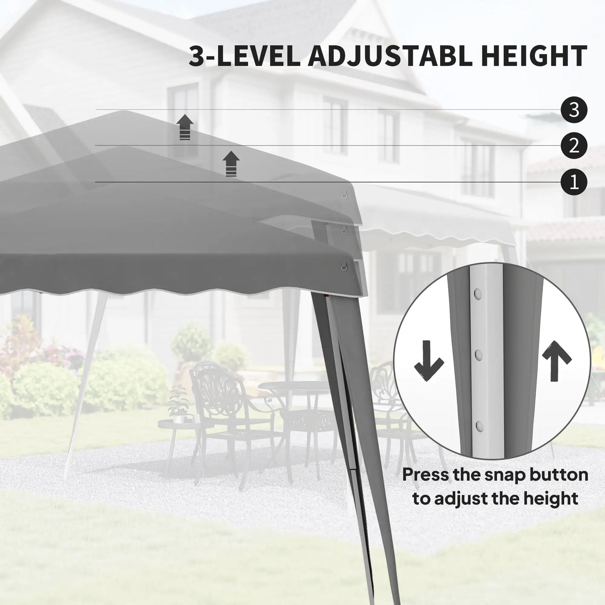 8' x 8' Pop Up Canopy, Foldable Outdoor Tent, Portable With Carrying Bag, Grey Pop Up Canopies at Gallery Canada