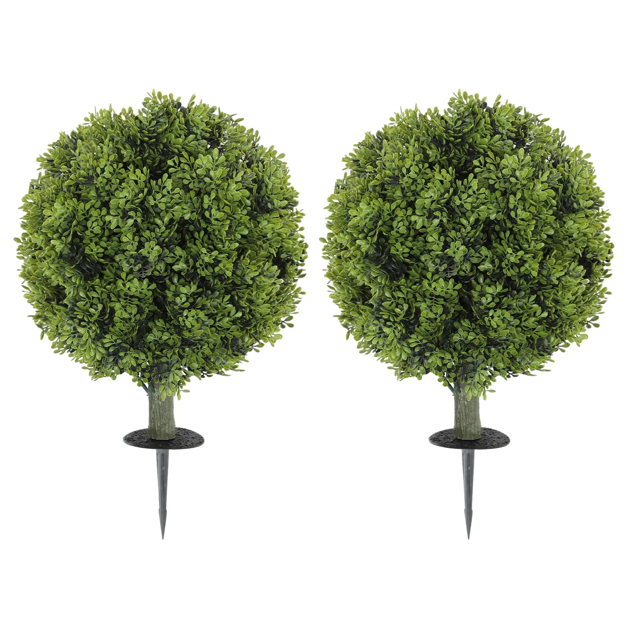Artificial Boxwood Topiary Trees, Set of 2, UV Resistant, Indoor Outdoor, Green Artificial Trees Green at Gallery Canada