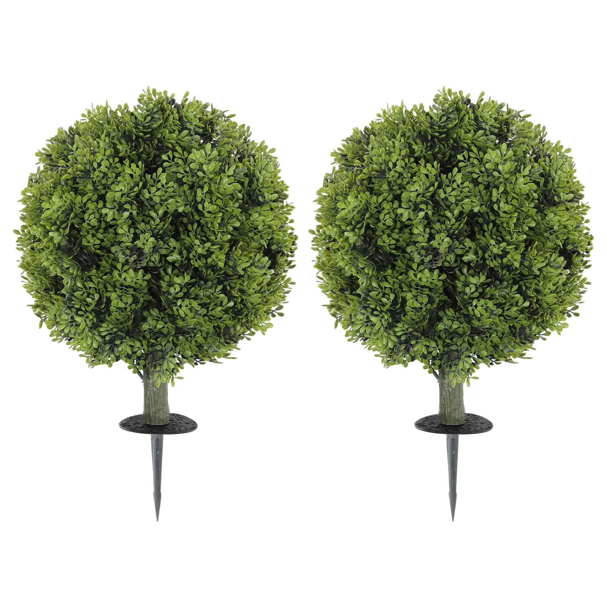 Artificial Boxwood Topiary Trees, Set of 2, UV Resistant, Indoor Outdoor, Green Artificial Trees Green at Gallery Canada
