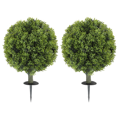 Artificial Boxwood Topiary Trees, Set of 2, UV Resistant, Indoor Outdoor, Green Artificial Trees Green at Gallery Canada
