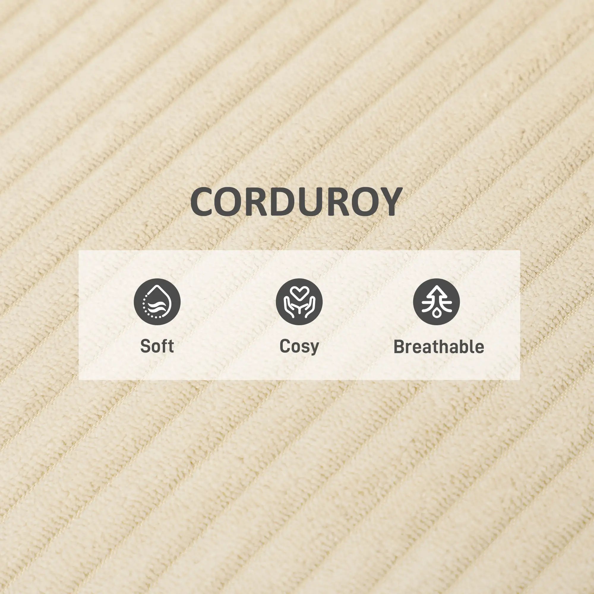 Corduroy Accent Chair, Wide Seat, Soft Padded Armrests, Beige Accent Chairs at Gallery Canada