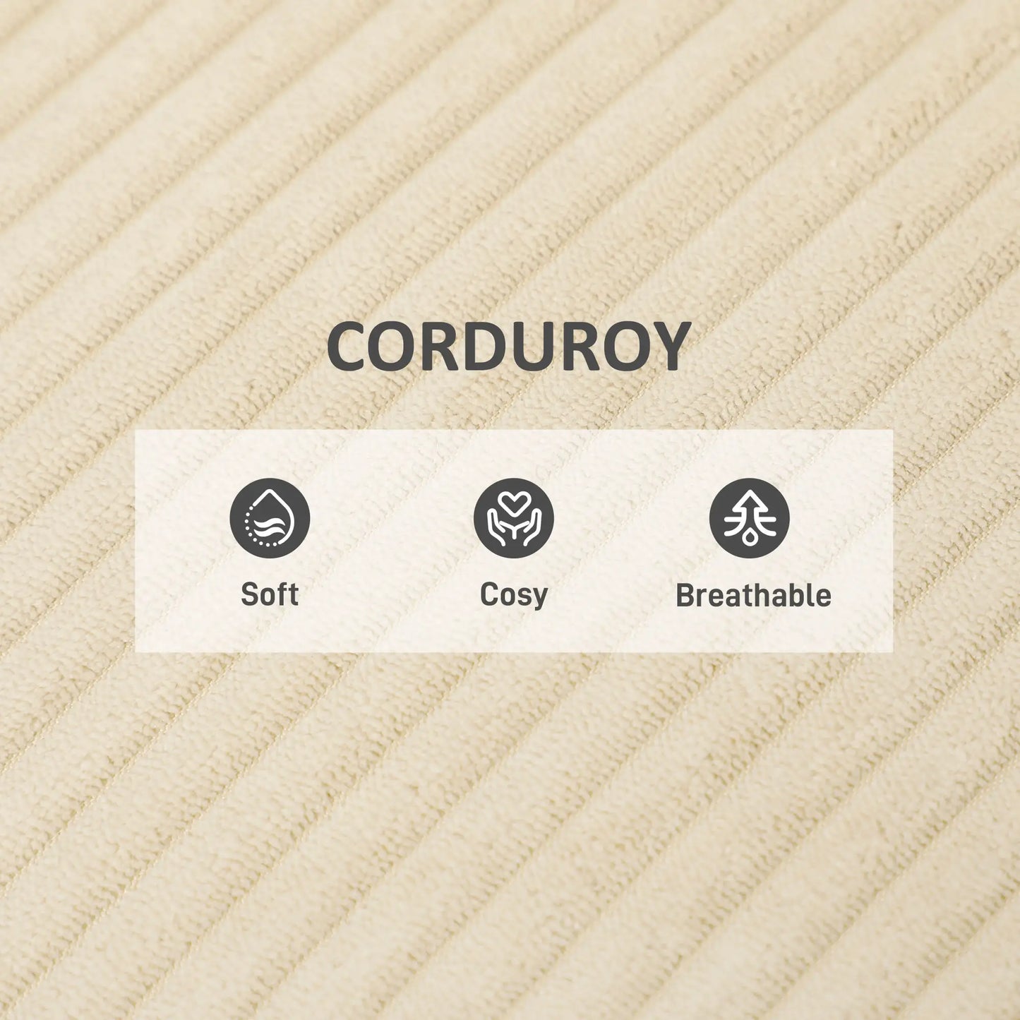 Corduroy Accent Chair, Wide Seat, Soft Padded Armrests, Beige Accent Chairs at Gallery Canada