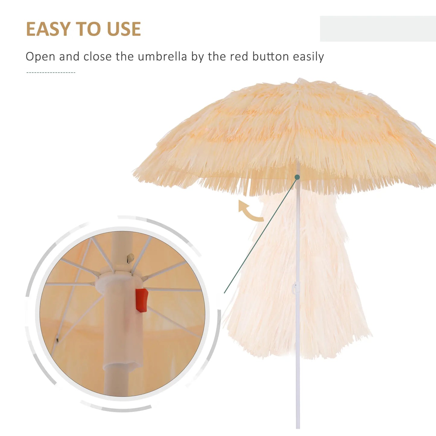 6FT Beach Umbrella, Tilt Sunshade, Adjustable Height, Wheat Beach Umbrellas at Gallery Canada