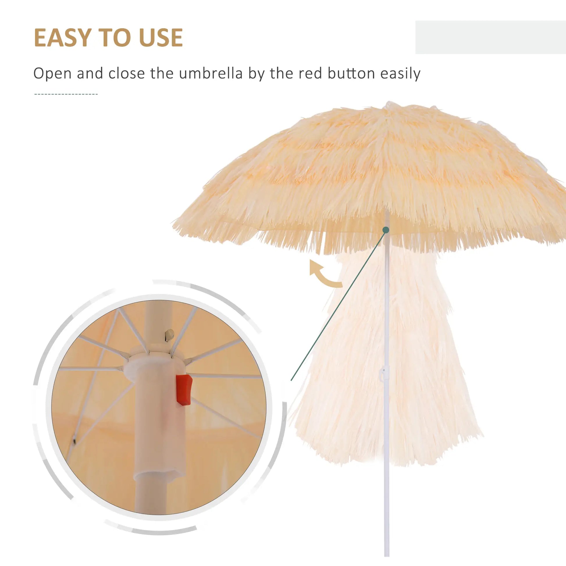 6FT Beach Umbrella, Tilt Sunshade, Adjustable Height, Wheat Beach Umbrellas at Gallery Canada