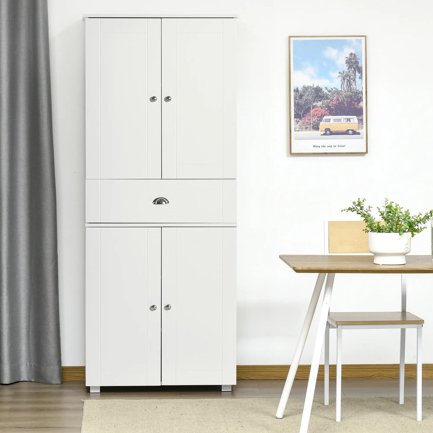 72" Kitchen Pantry Cabinet, 4 Doors, 3 Adjustable Shelves, White Kitchen Pantry Cabinets at Gallery Canada