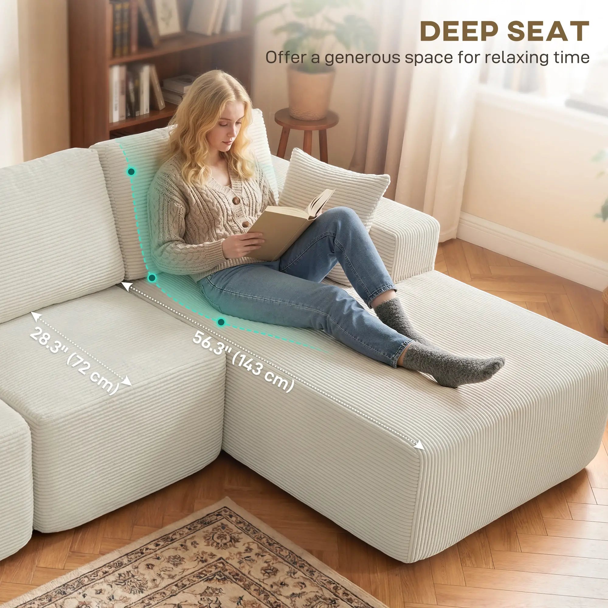 Modular Sectional Sofa, L Shaped Couch Sofa Bed, Cream White 3-Seater Sofas at Gallery Canada