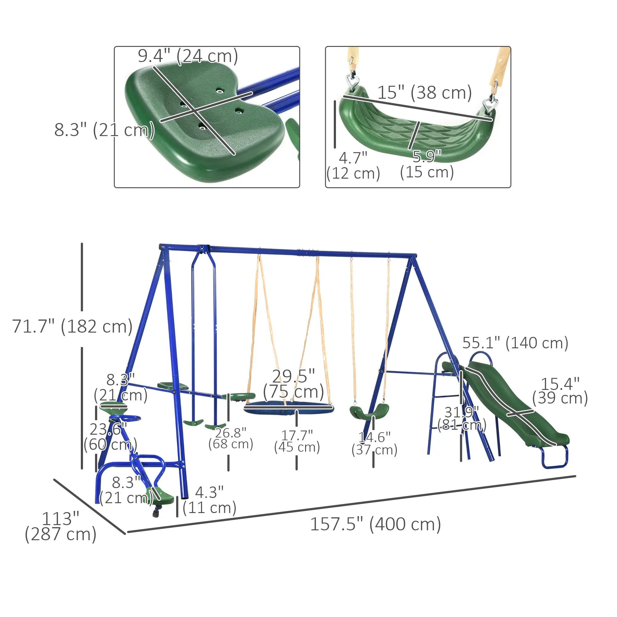 5 in1 Kids Swing Set, Saucer Swing, Slide, Seesaw, Glider, Swing Seat Gym Sets & Swings at Gallery Canada
