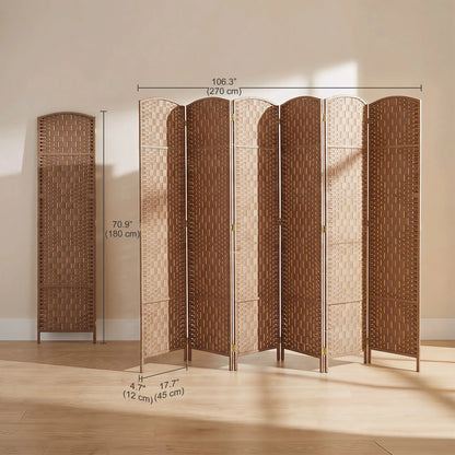 6ft Folding Room Divider, 6 Panel Wooden Frame, Natural Room Dividers at Gallery Canada