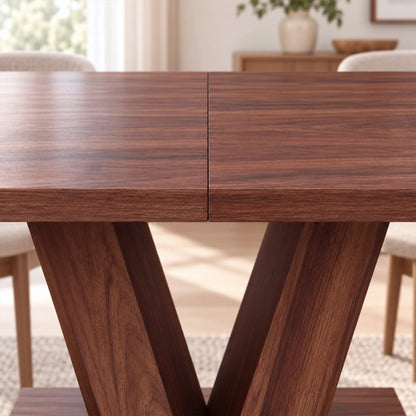 Modern Kitchen Dining Table For 4 People, Walnut