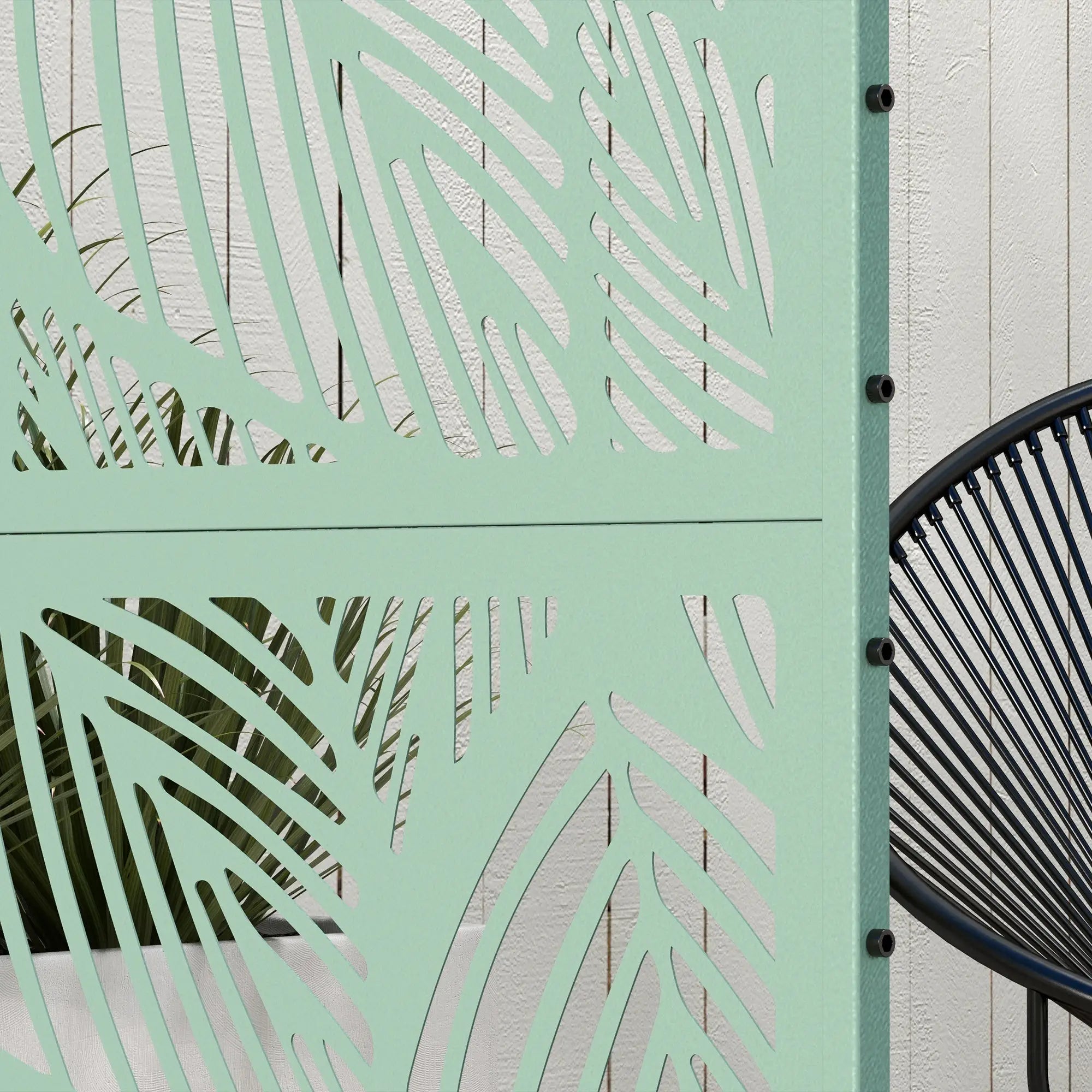 6.5FT Metal Privacy Screen, Leaf Style, Light Green Side Awnings at Gallery Canada