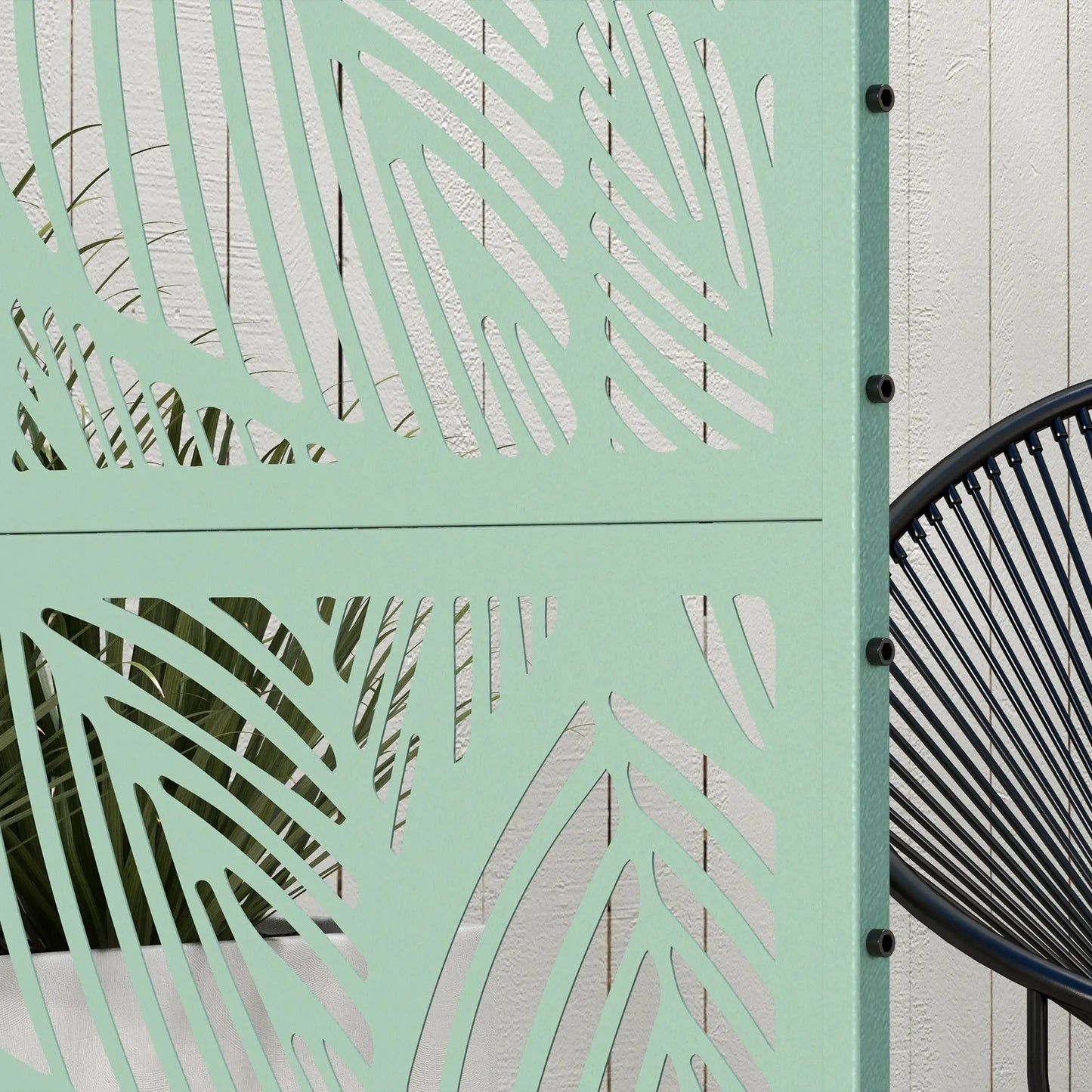 6.5FT Metal Privacy Screen, Leaf Style, Light Green Side Awnings at Gallery Canada