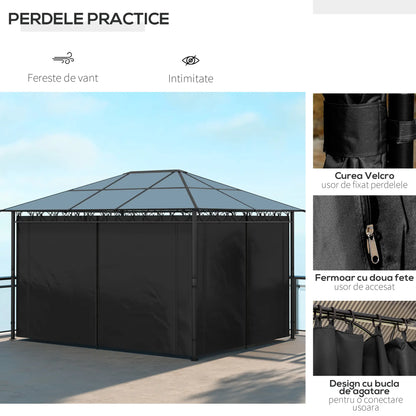 13' x 10' Polycarbonate Hardtop Gazebo, Aluminum Frame, Dark Grey Gazebos at Gallery Canada