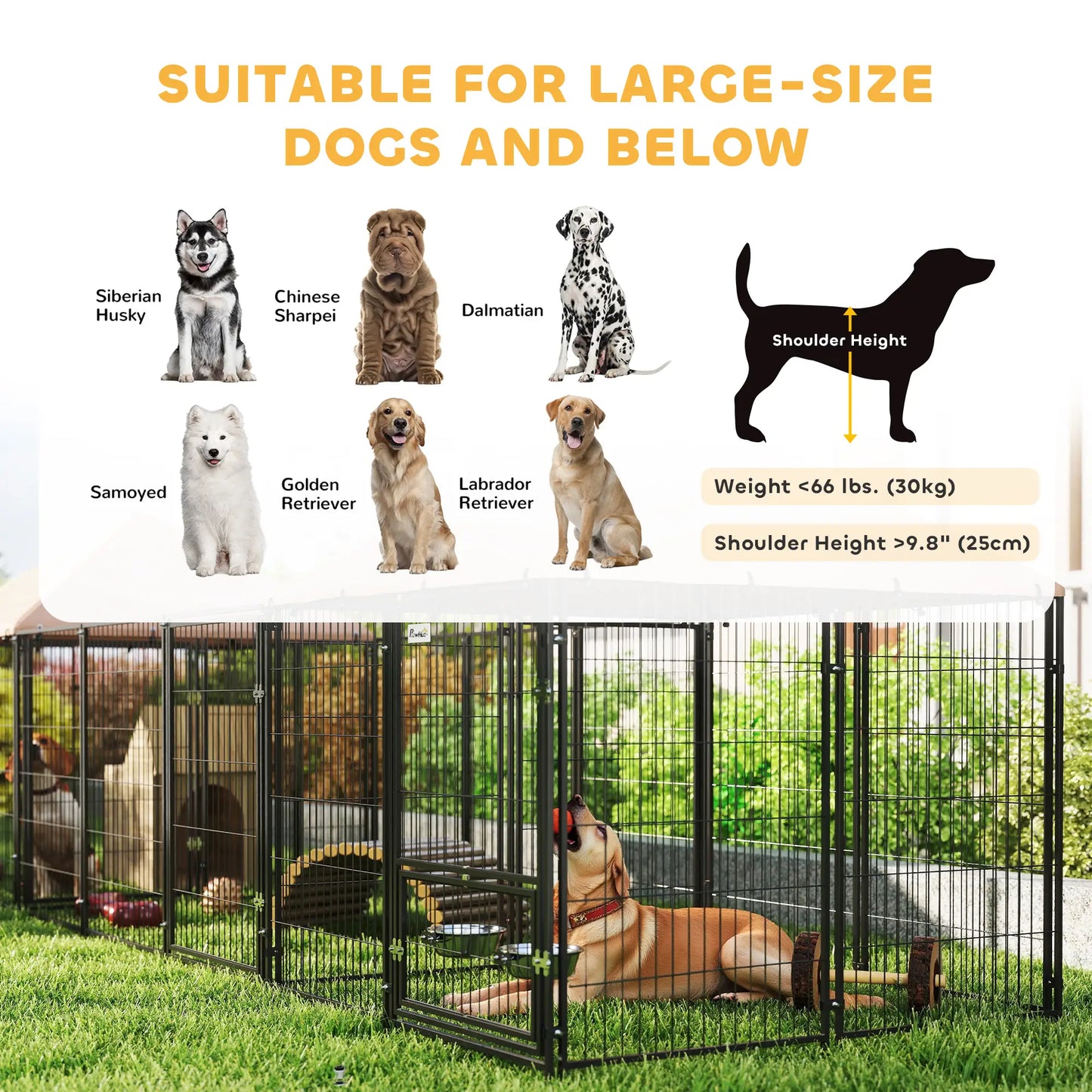 Outdoor Dog Kennel, 2 Rooms, Adjustable Bowls, Waterproof Cover, 16.2' x 4.7' x 5.1' Houses, Kennels & Pens at Gallery Canada