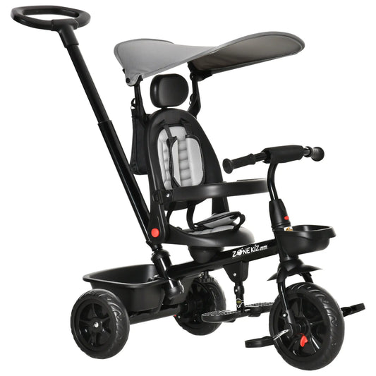 Kids Tricycle, 4 In 1 Trike, Adjustable Seat, Removable Canopy, Grey Tricycles for Kids Grey, Black at Gallery Canada